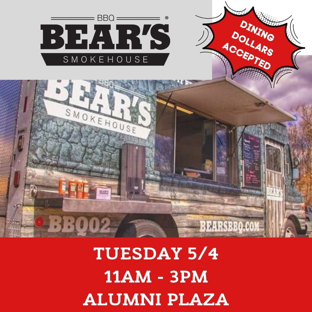 Bear's BBQ Food Truck in Alumni Plaza May 4 | University of Hartford